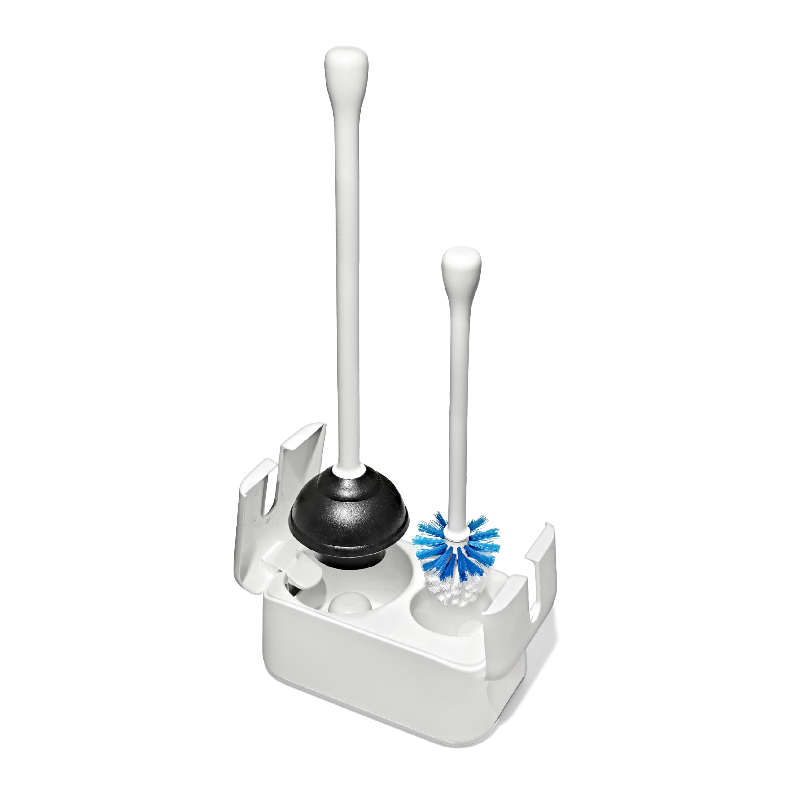 OXO Good Grips front canister view hides brush and plunger, keeps bathroom tidy
