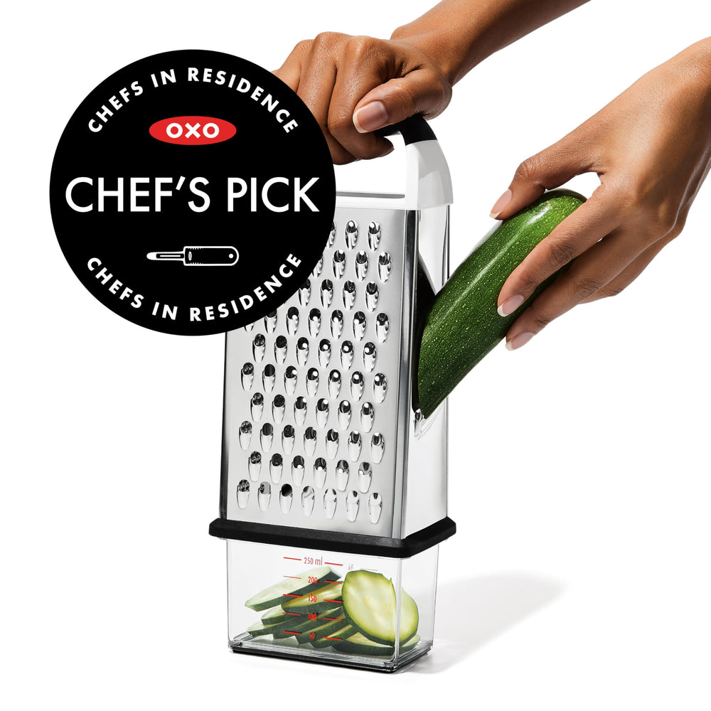 OXO Good Grips close-up of stainless steel blades highlighting sharpness and durability