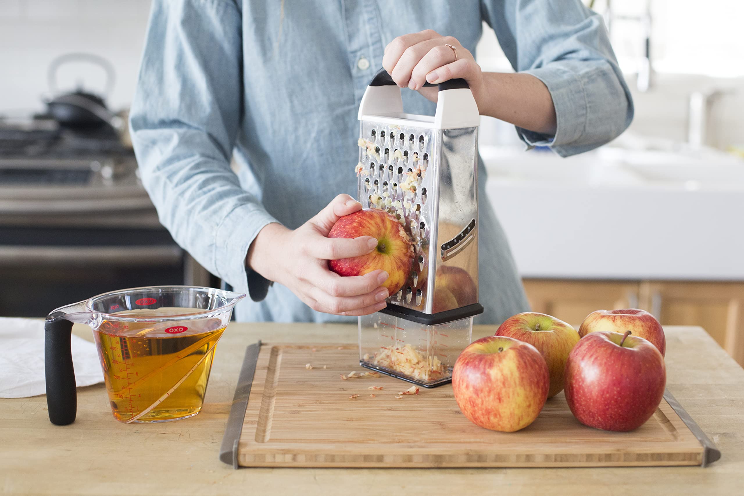 OXO Good Grips non-slip base close-up providing stable prep and safer grating
