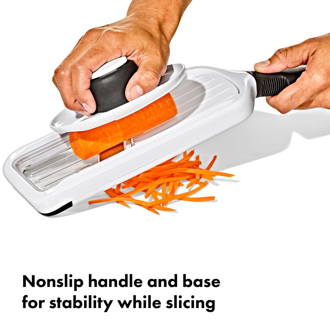 OXO Good Grips nonslip handle detail showing secure grip and improved control