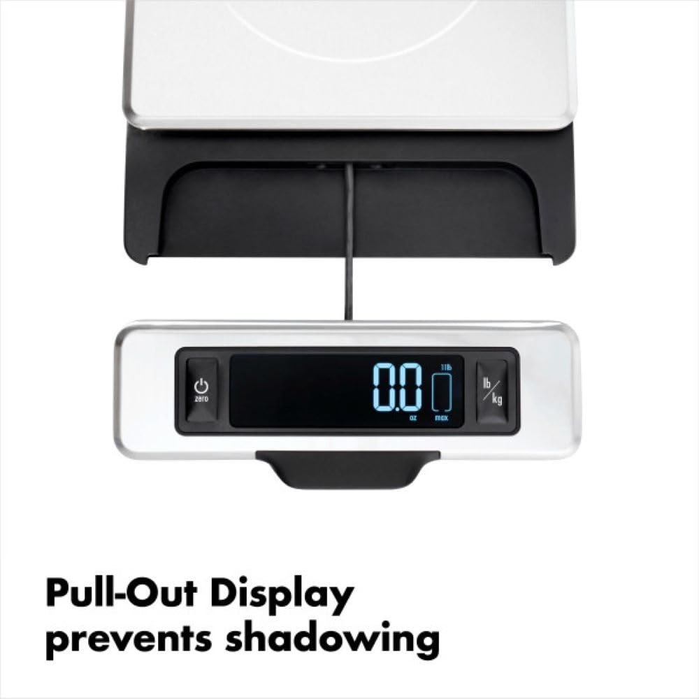 OXO Good Grips pull-out display extended to avoid bowl shadowing benefit