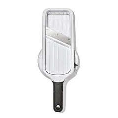 OXO Good Grips side profile highlighting slim design and easy storage benefit