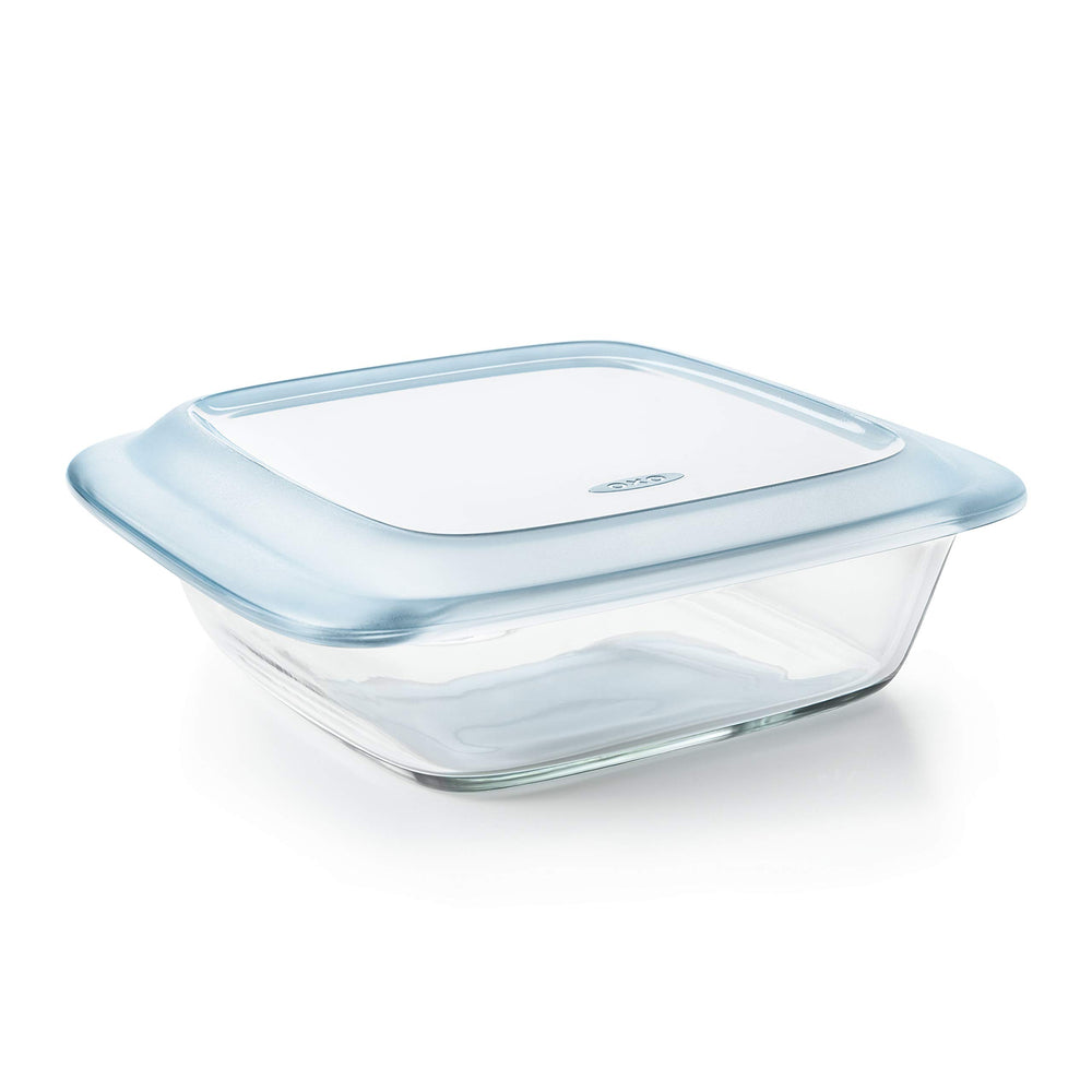 OXO Good Grips next to utensils highlighting compact 8 x 8 size