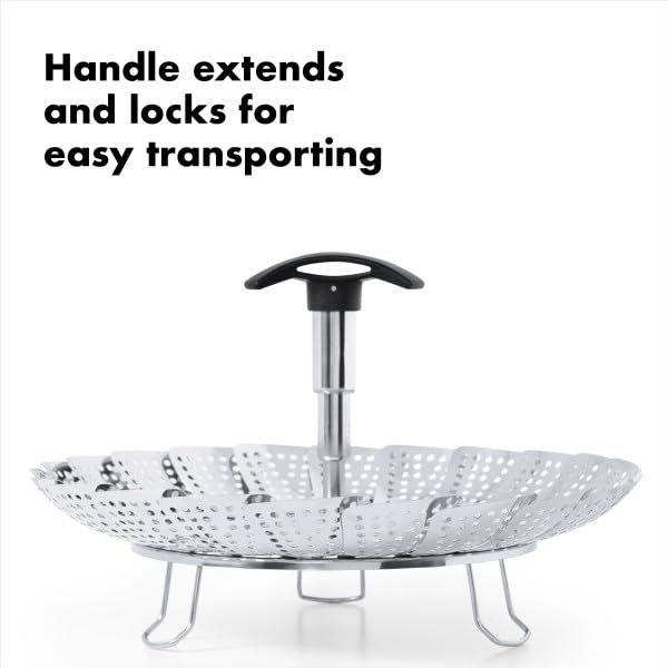 OXO Good Grips steamer inside pot steaming vegetables demonstrating even steaming