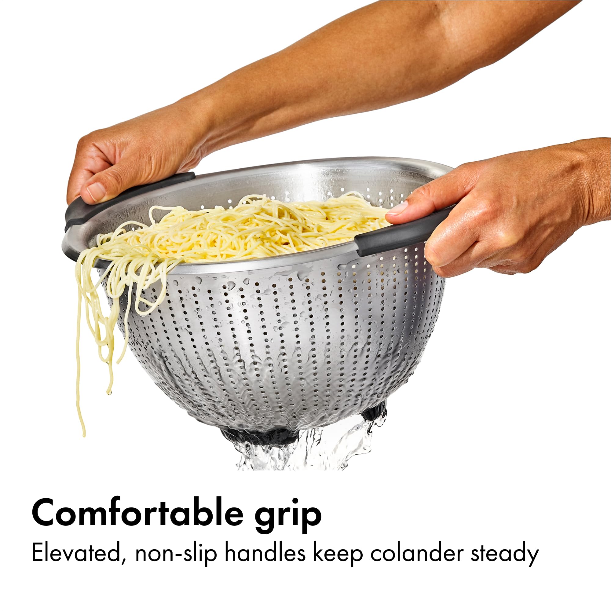 OXO Good Grips handle detail with non-slip grip for safer lifting