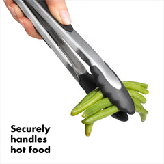 OXO soft-grip handle detail demonstrating comfortable non-slip thumb rest