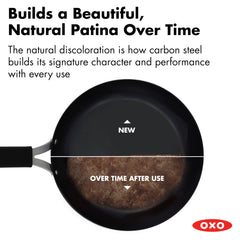 OXO Obsidian searing a steak to show fast even heat and brown crust