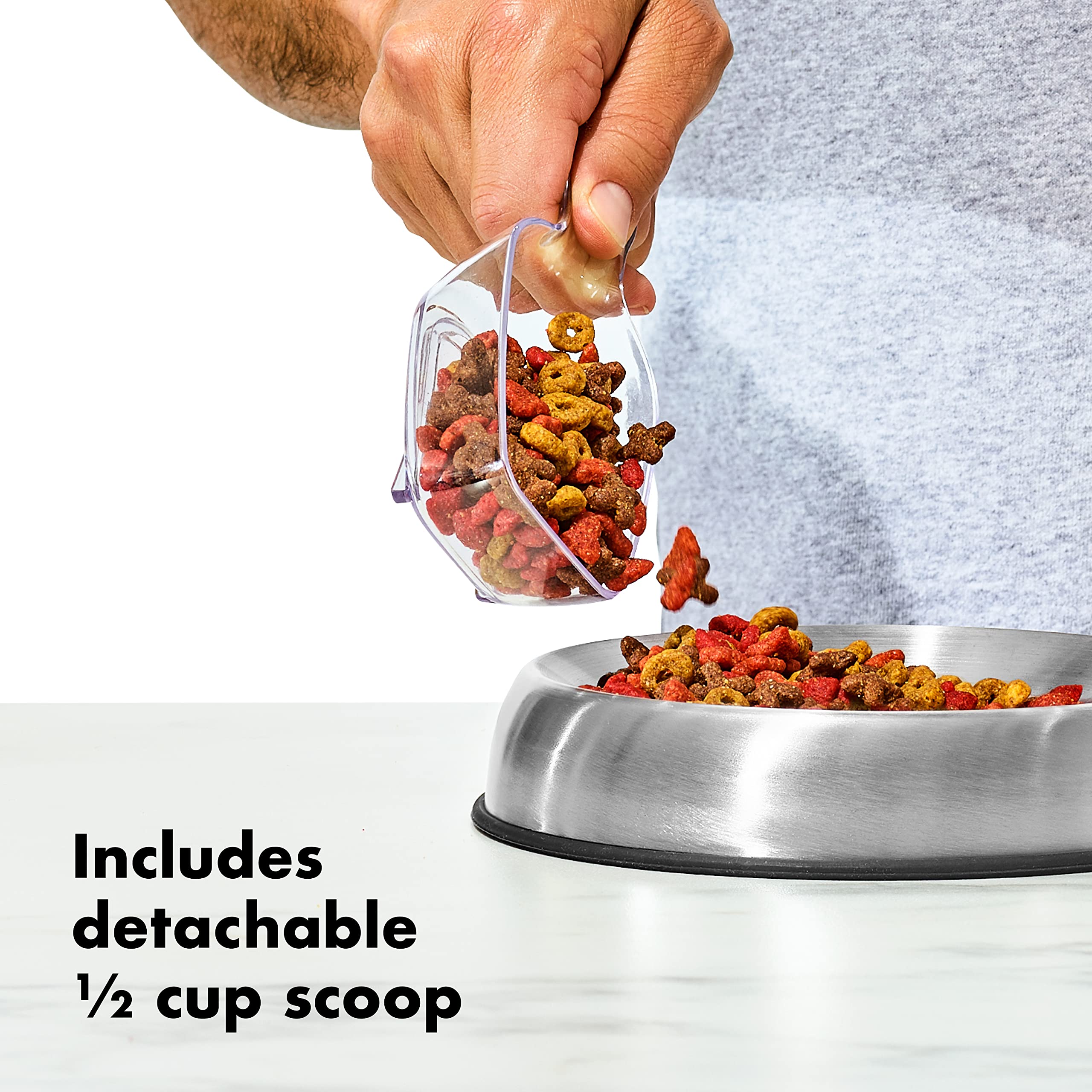 OXO Pet POP stacked storage display showcasing space-saving modular benefit