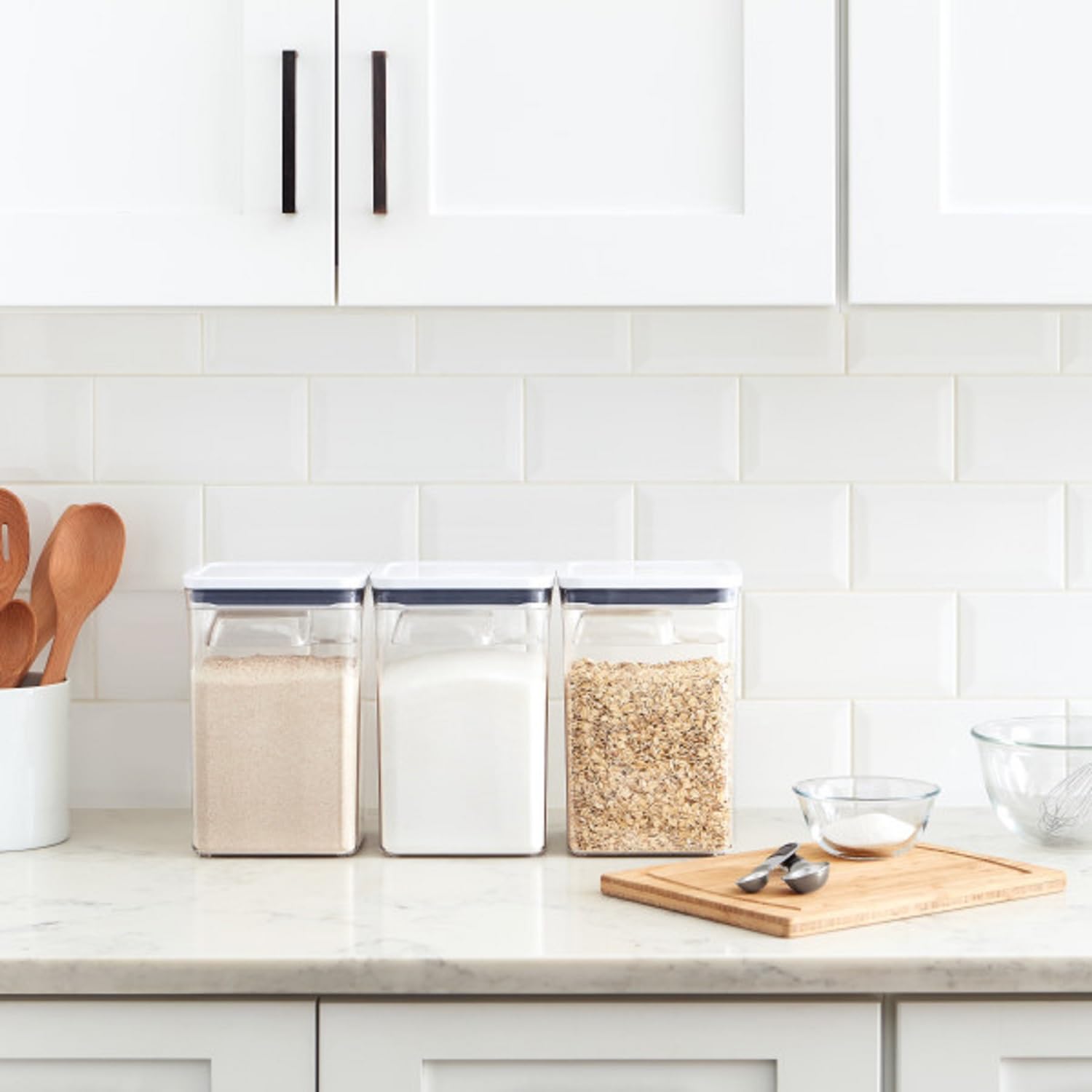 OXO Good Grips POP on kitchen shelf in lifestyle setting for organized pantry