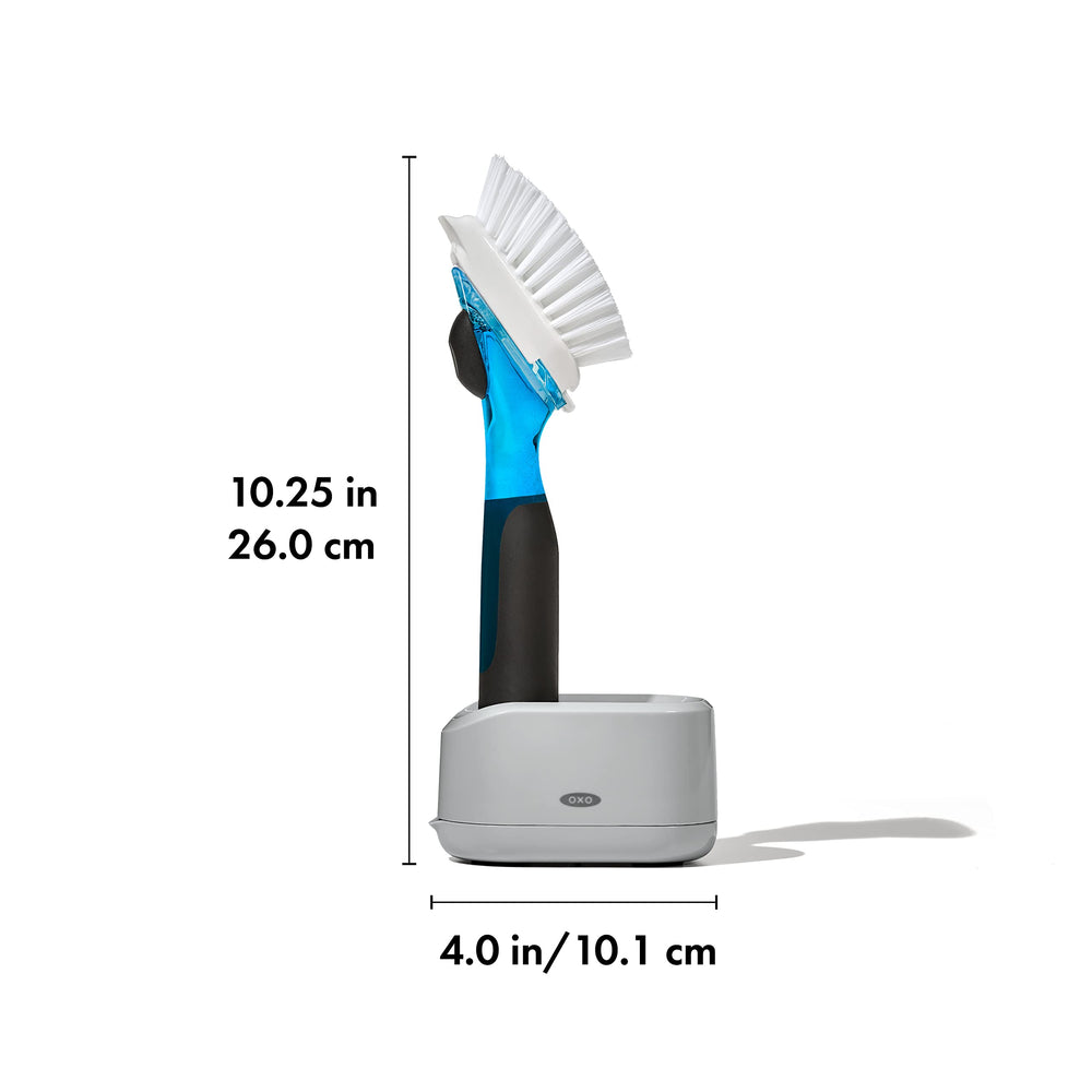 OXO open bottom refill showing easy soap top-up and mess-free maintenance