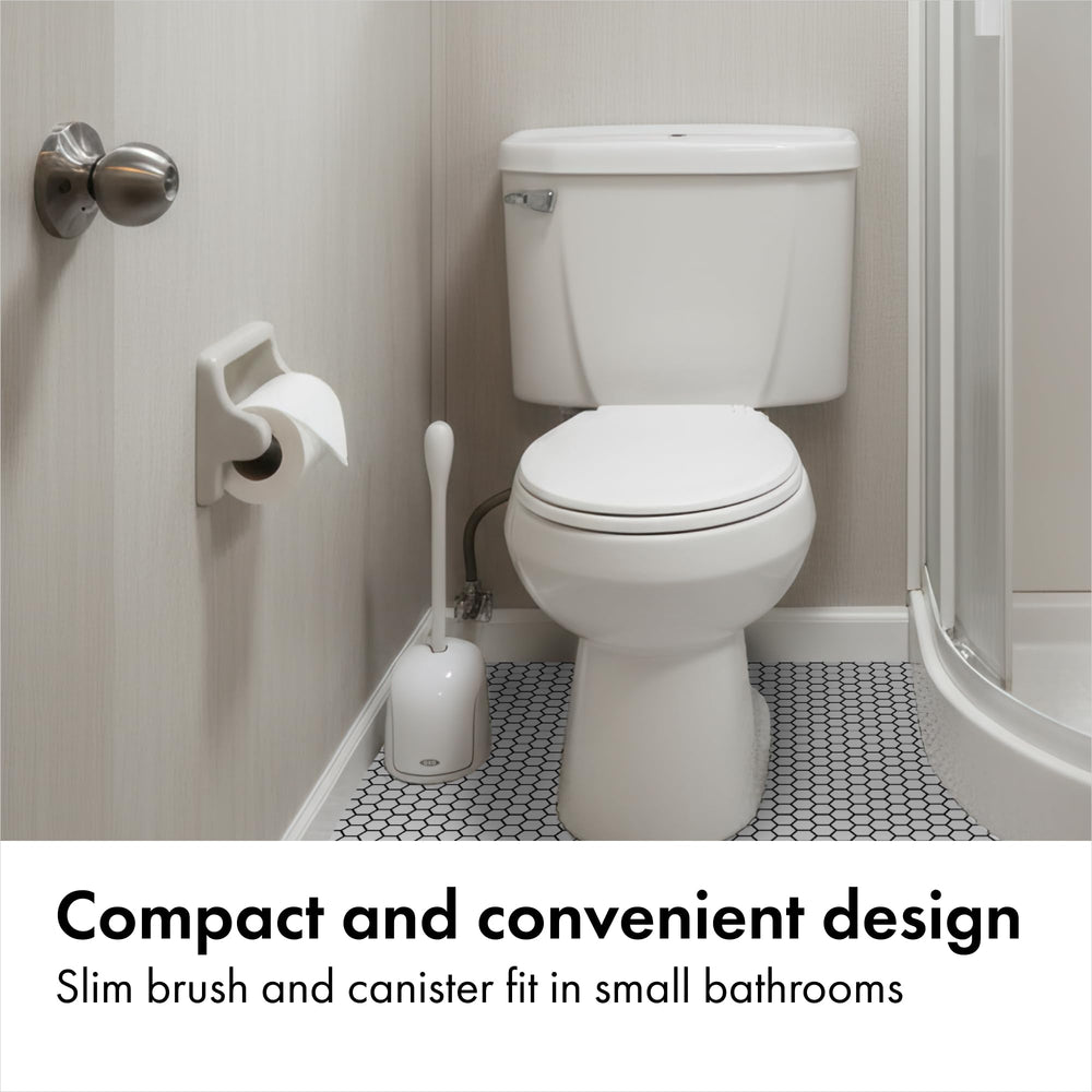 OXO size comparison demonstrating compact footprint for small bathrooms