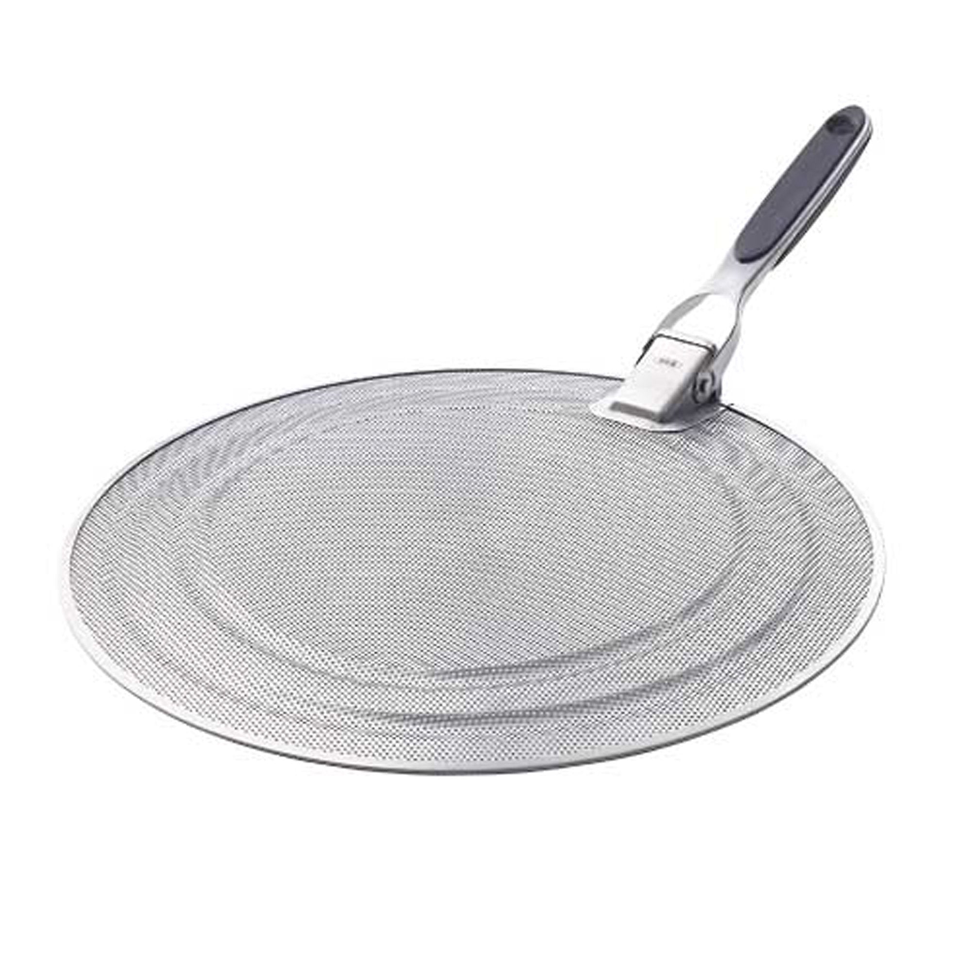 OXO Good Grips front view on pan showing full coverage and easy splatter control