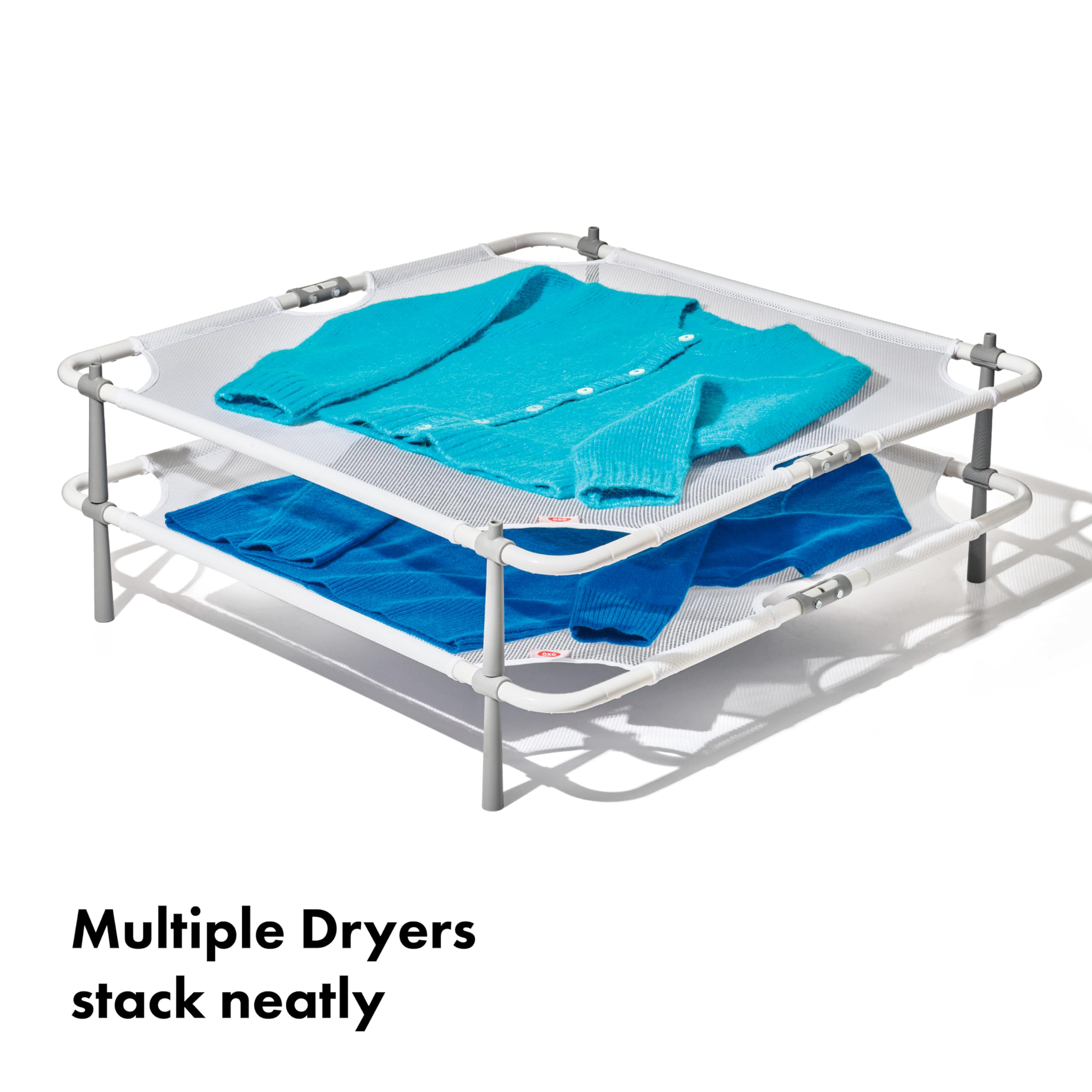 OXO two stacked sweater dryers creating layered drying and secure stability