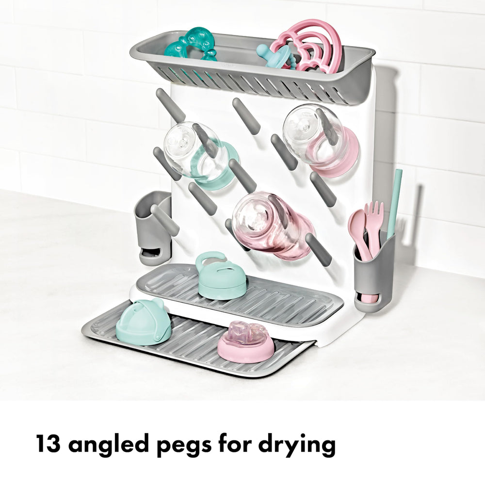 OXO Tot side cups filled with utensils and straws for upright drying