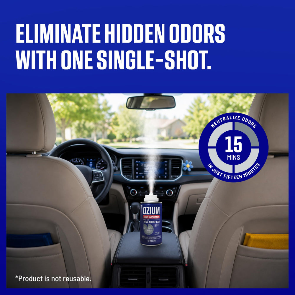 ozium car fogger closeup nozzle detail for precise single-shot activation