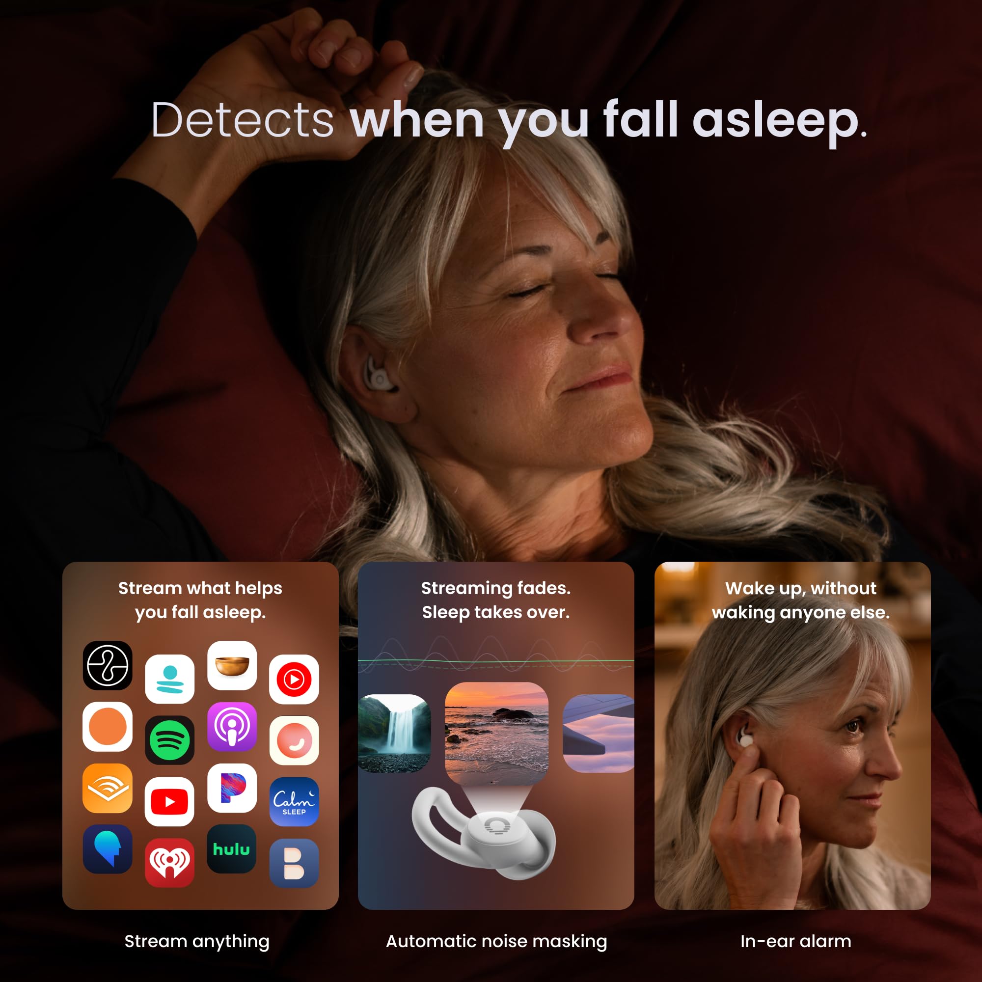 Ozlo smart case sensors close-up indicating noise, light, and temperature tracking