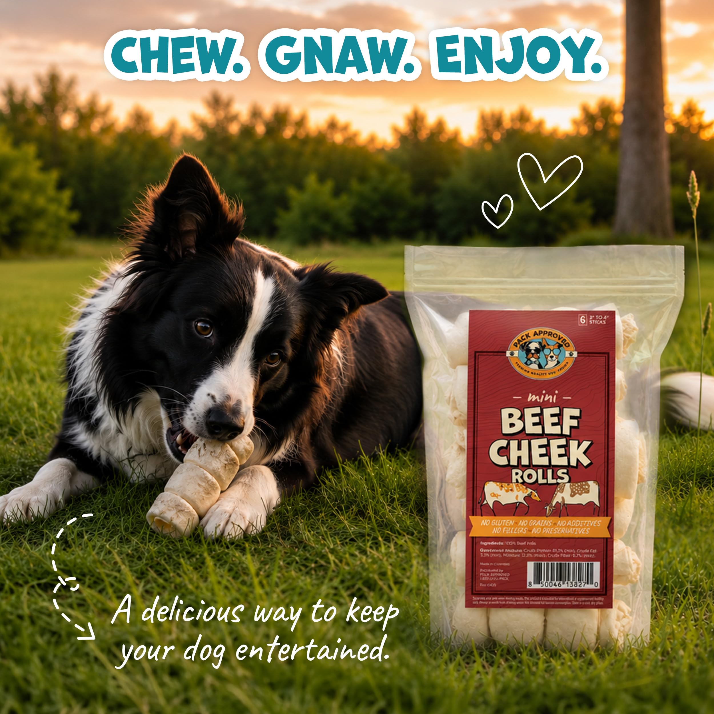 Pack Approved single roll on wooden table conveying wholesome, natural treat mood