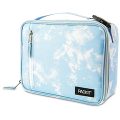 PackIt front view of Blue Sky lunch box showing compact design and attractive pattern, easy grab