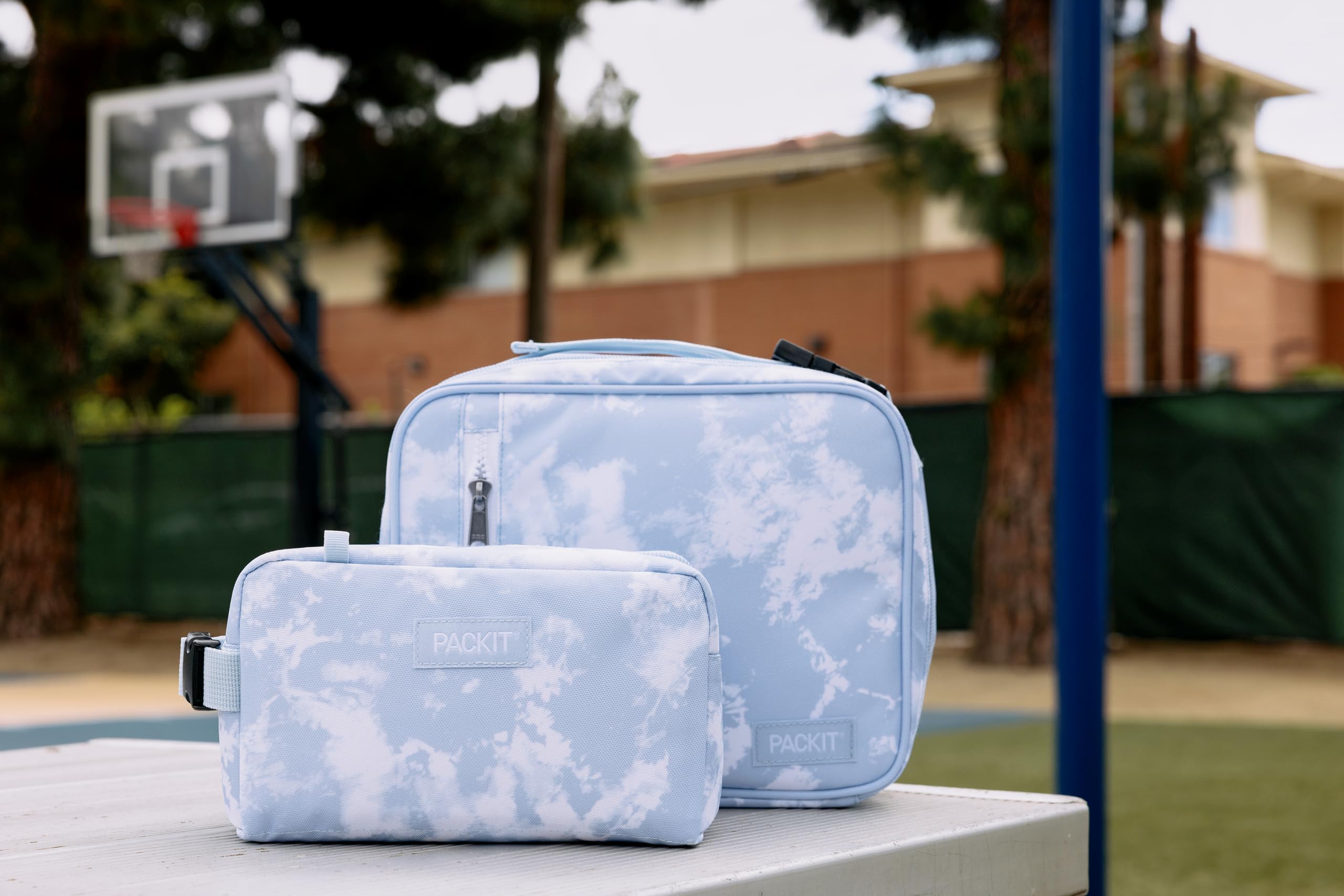 PackIt buckle handle and exterior zip pocket for comfortable carrying and extra storage