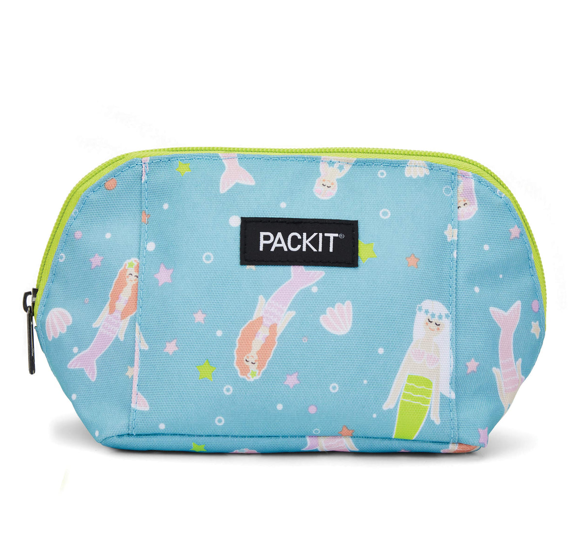 PackIt mermaids front view showing colorful pattern and compact benefit