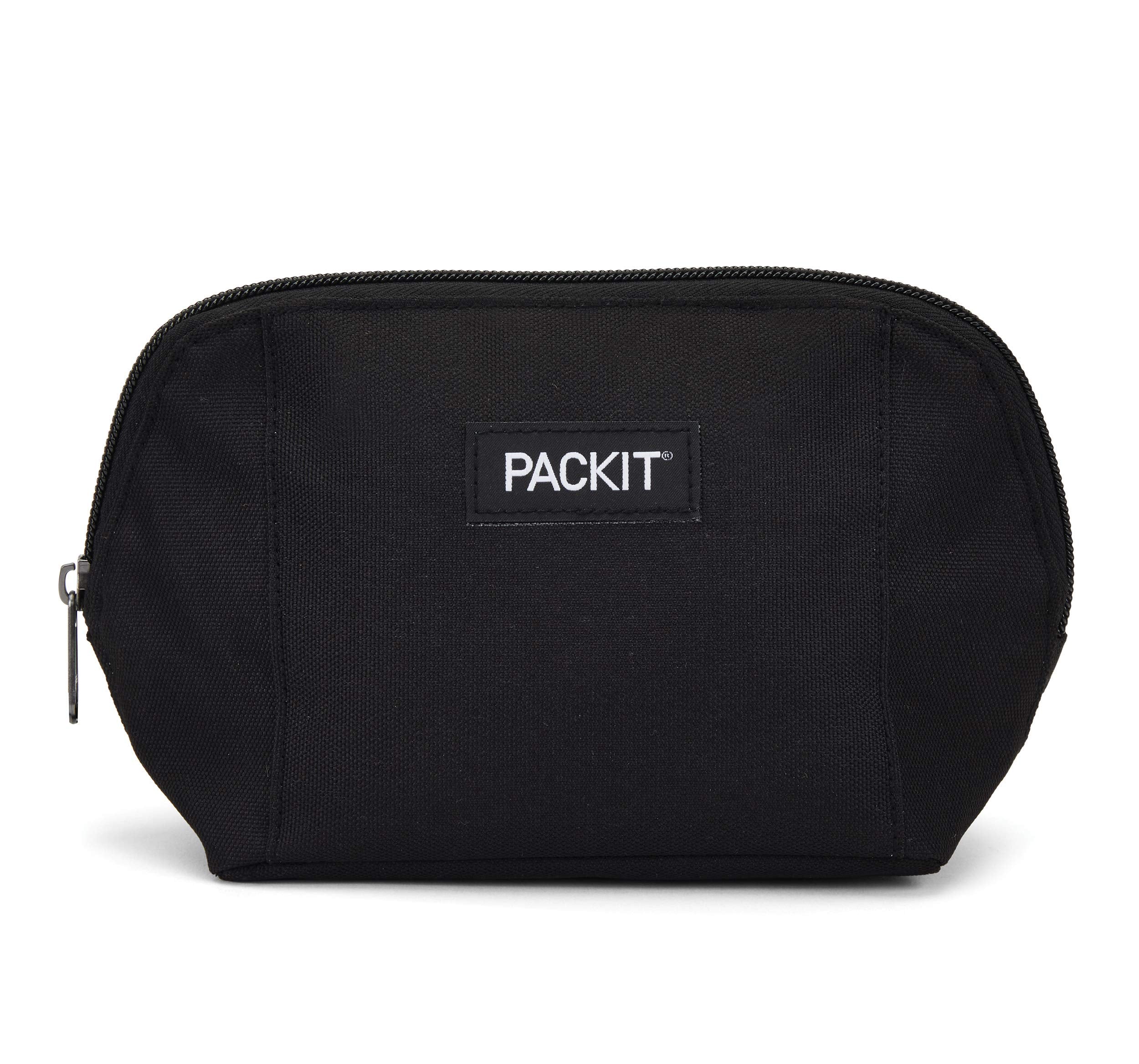 PackIt Snack Bag front view showing compact black pouch and easy carry benefit