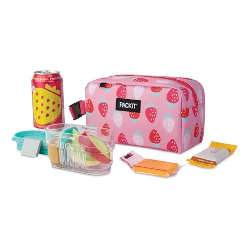 PackIt Snack Box packed with 12oz drink and fruit keeping items cool on the go