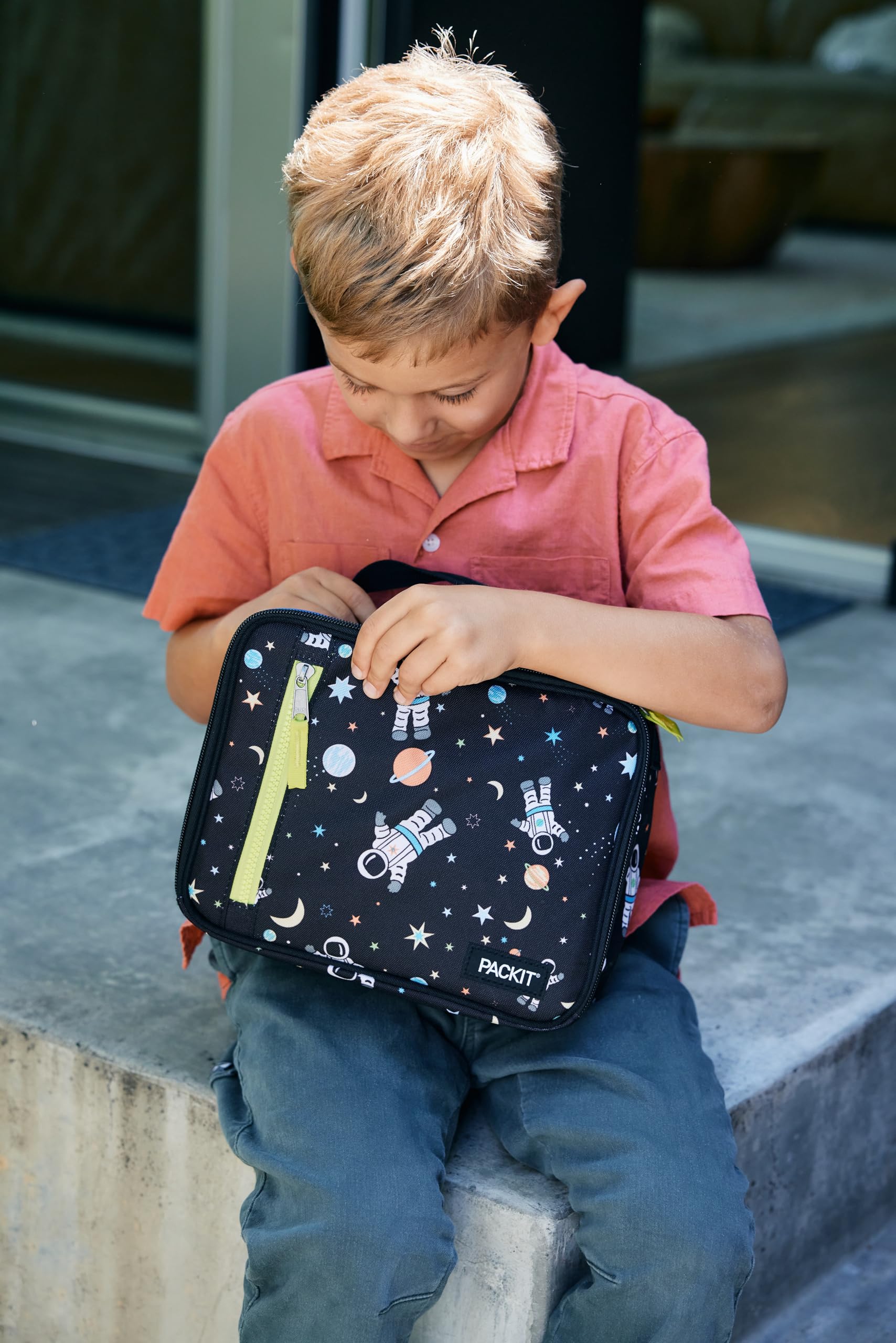 PackIt Spaceman in a kid’s lunch scenario keeping food cold at school