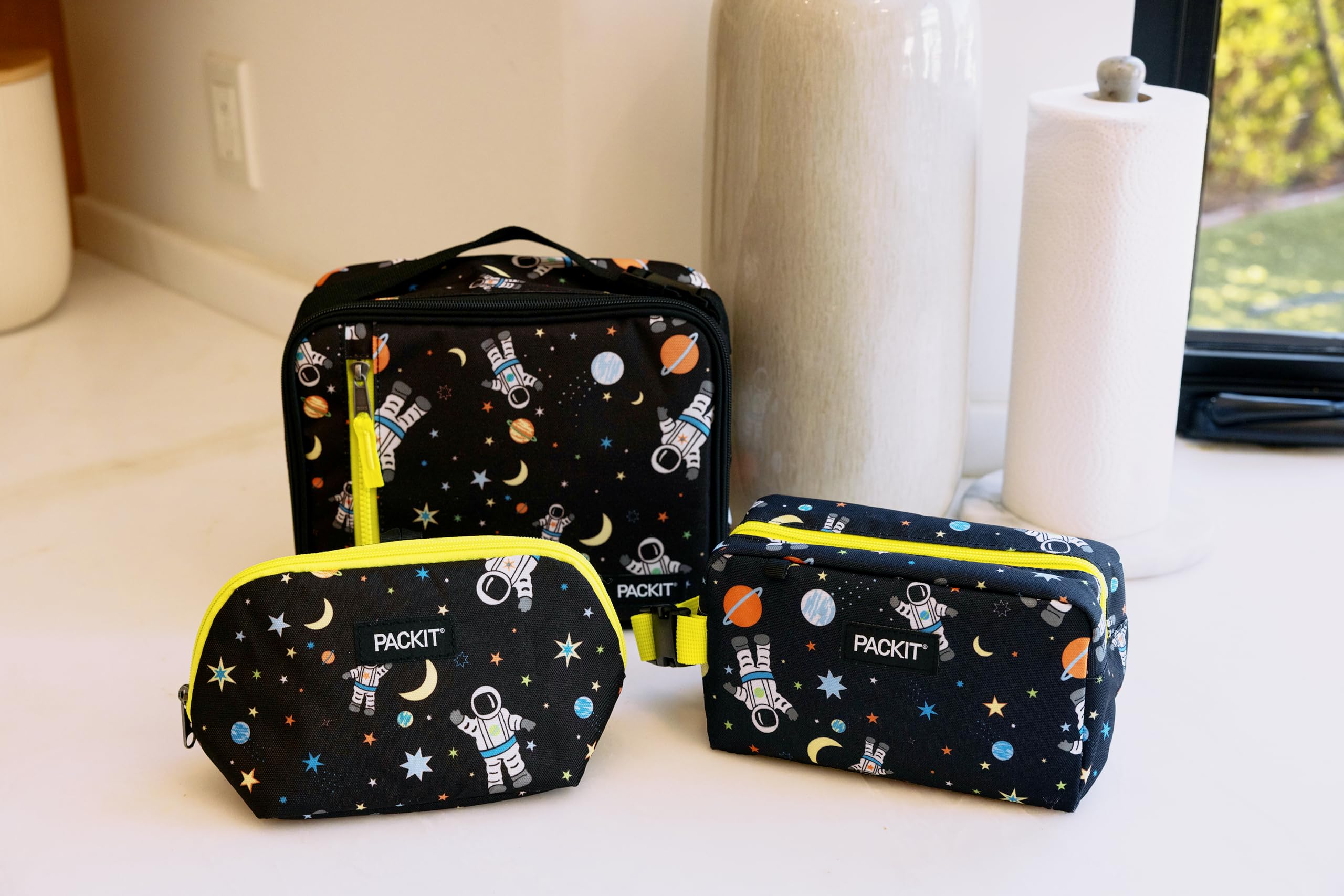 PackIt Spaceman fabric and lining texture showing durable water-resistant benefit