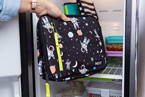 PackIt Spaceman next to a water bottle for size comparison convenience