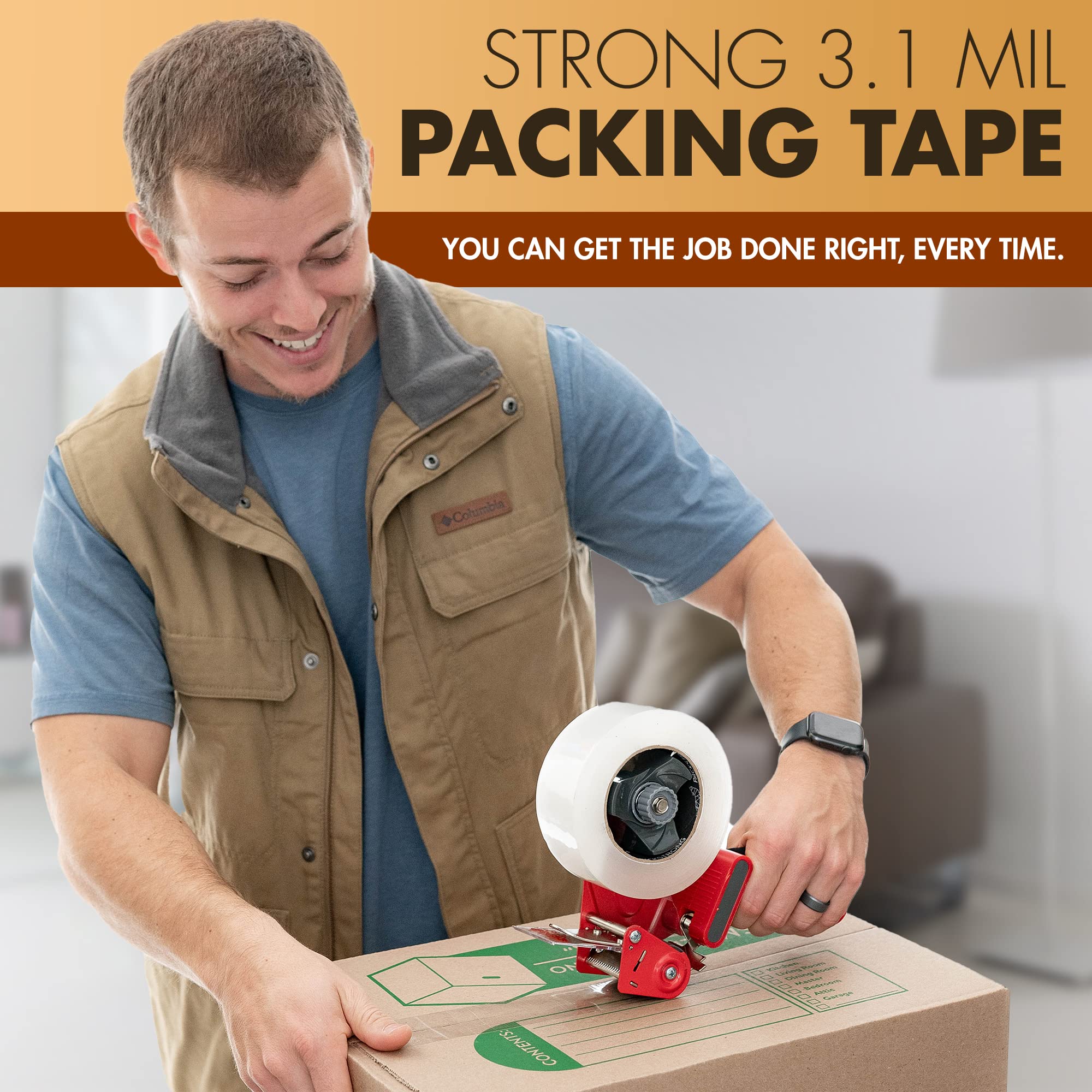 Packstrong roll beside a ruler showing standard 3" core for compatibility