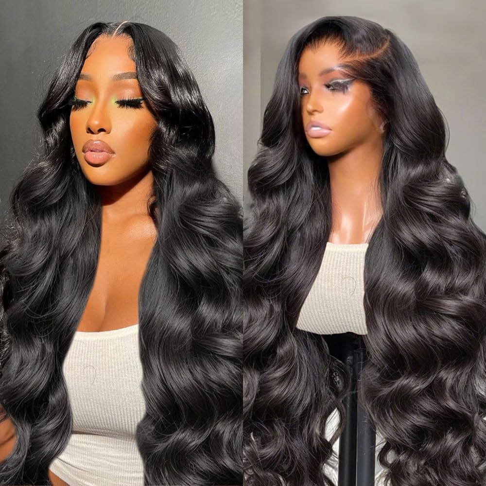 padise front view 30 inch body wave wig showing natural hairline and volume