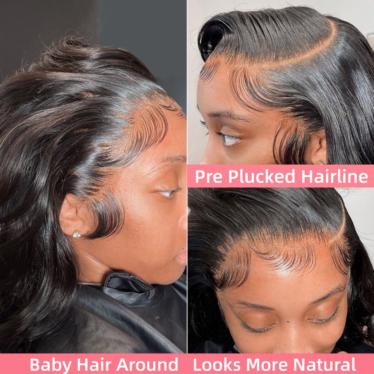 padise side profile on model showing glueless secure fit and natural fall