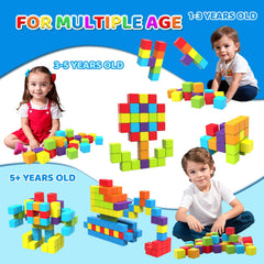 Pairez Toys colorful cubes floating in bath emphasizing waterproof play