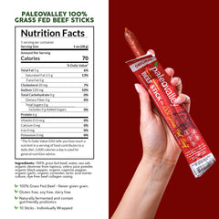 Paleovalley close-up of beef stick texture highlighting savory quality