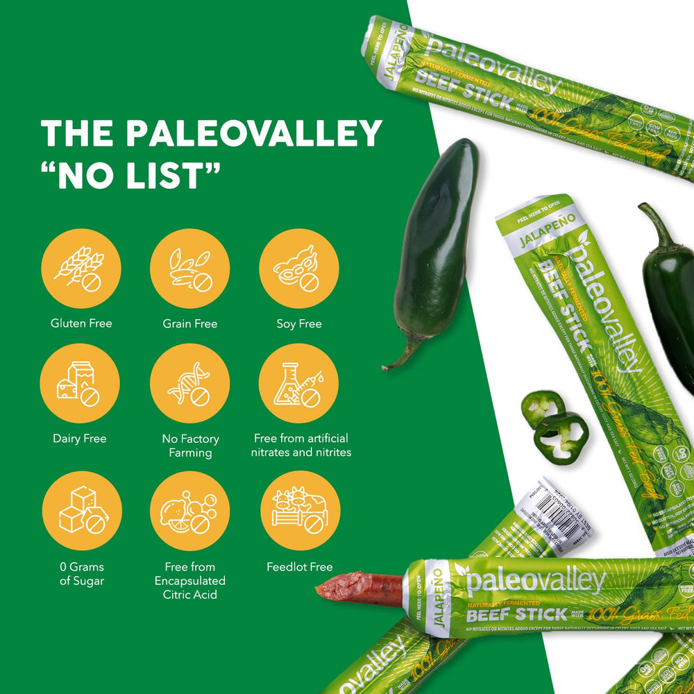 Paleovalley beef sticks on a hiking trail demonstrating convenient portable energy