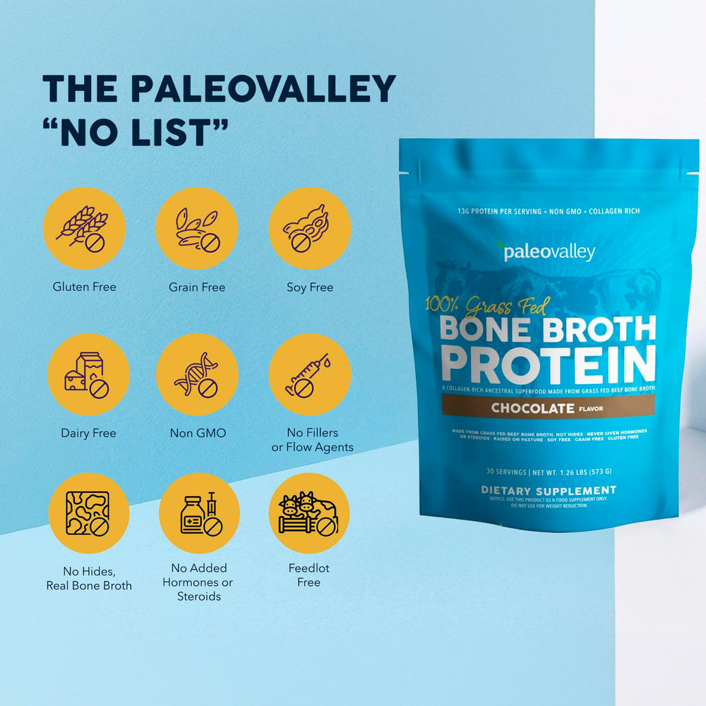 Paleovalley chocolate bone broth stirred into coffee for warm, daily protein