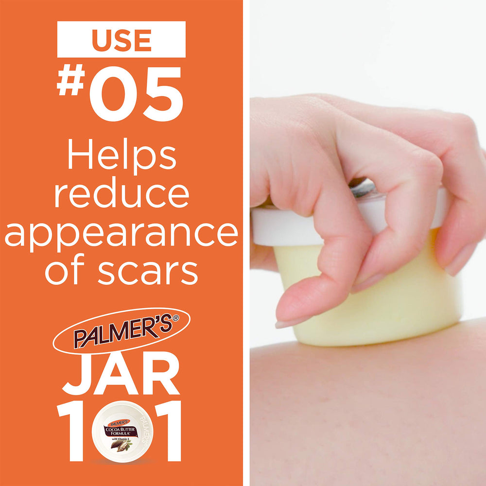 Palmer's ingredient label close-up highlighting cocoa butter and vitamin E