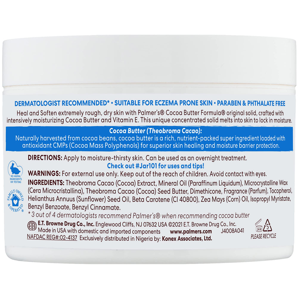 Palmer's open tin close-up revealing rich cocoa butter texture for deep hydration