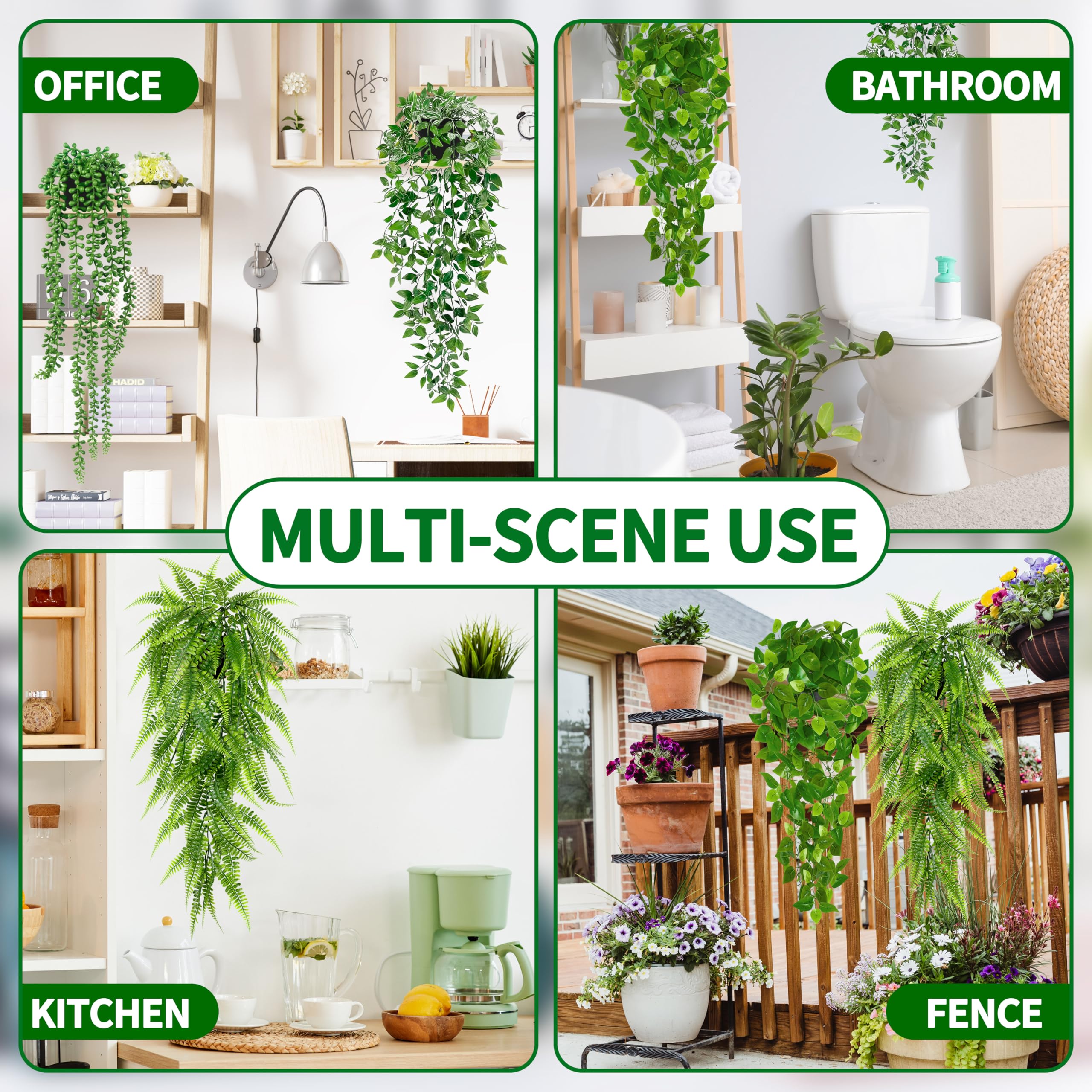 Palonu long ivy vine cascading from shelf, adds height and visual interest