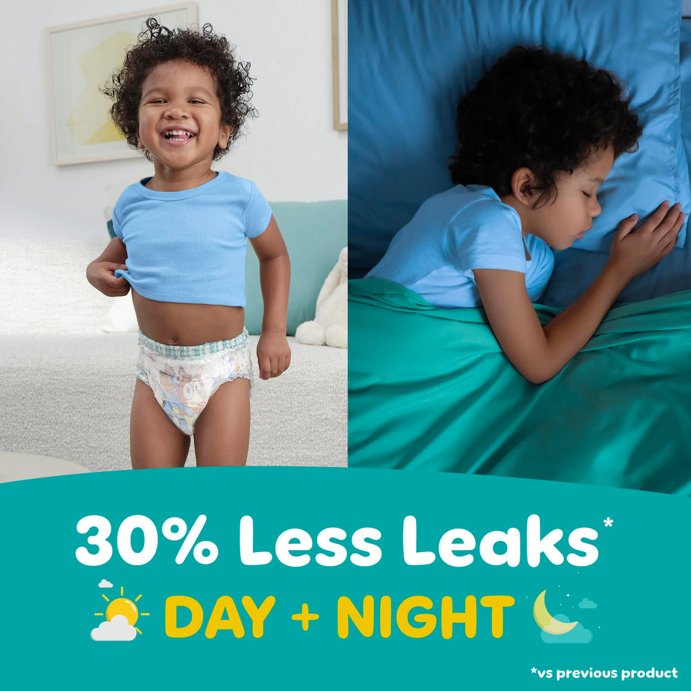 Pampers Easy Ups leak guard barrier close-up preventing side leaks