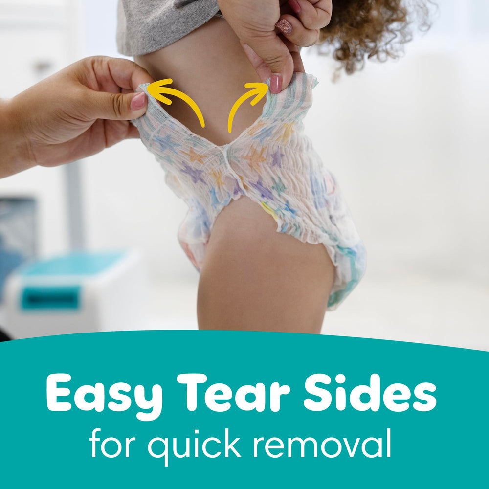 Pampers Easy Ups used at bedside during nighttime for extended leak protection