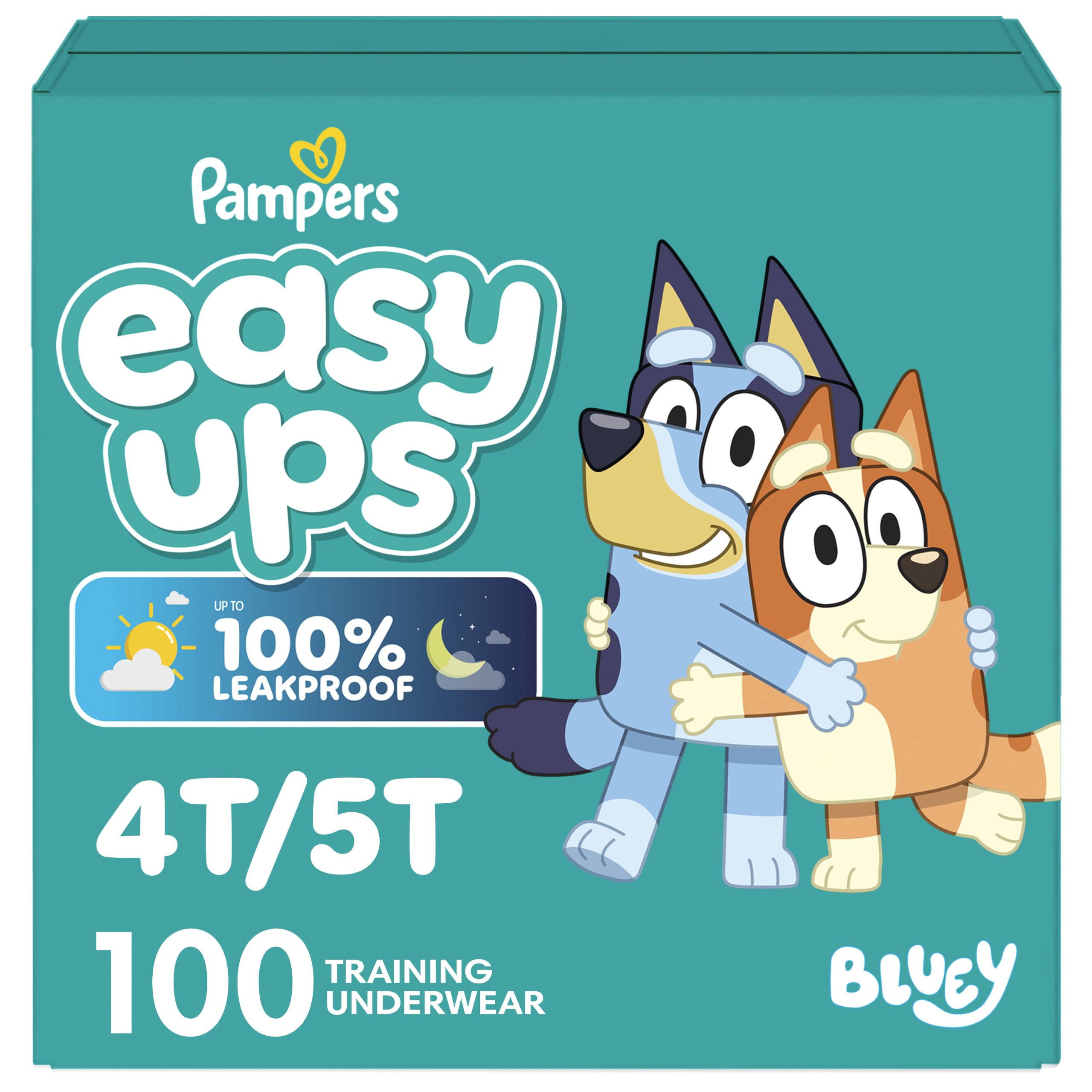 Pampers Easy Ups front packaging showing size 6 and Bluey artwork for clear choice