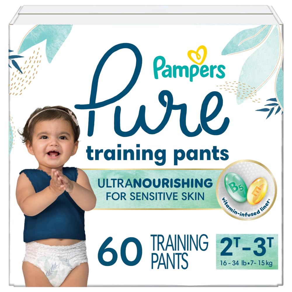 Pampers Pure front packaging showing 60-count and size details for easy choice