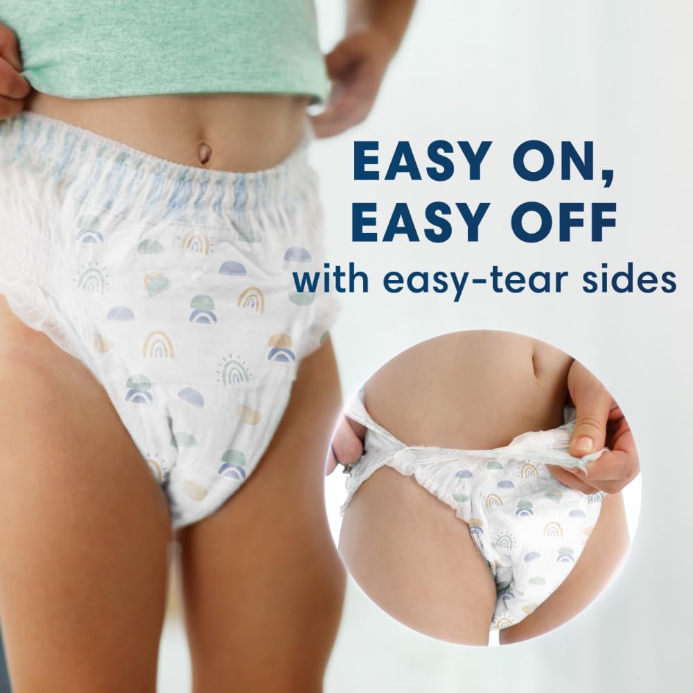 Pampers Pure pack contents arranged to show individual pant design and count