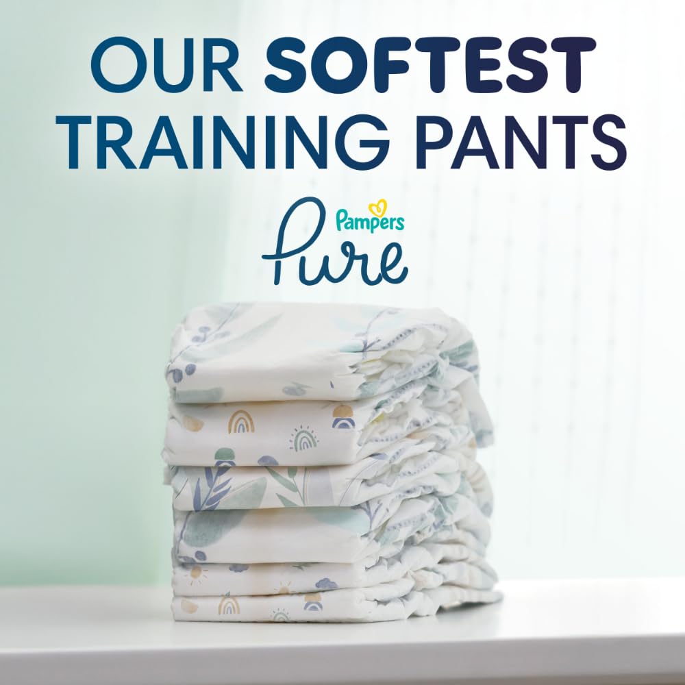Pampers Pure size 2T-3T pack on a countertop conveying scale and capacity