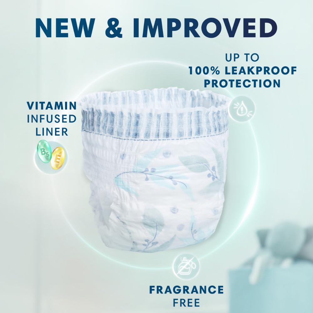 Pampers Pure waistband detail showing stretchy fit for independent pulling