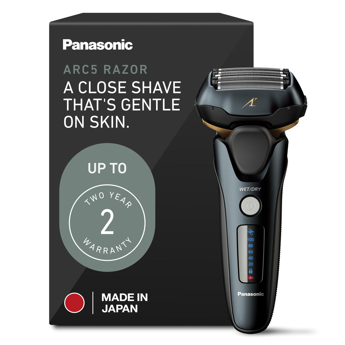 Panasonic Arc5 front view showing ergonomic grip and head for comfortable control