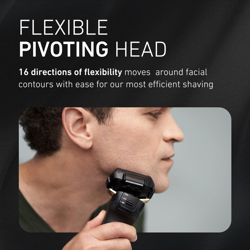 Panasonic Arc5 size comparison next to a razor for travel-friendly scale