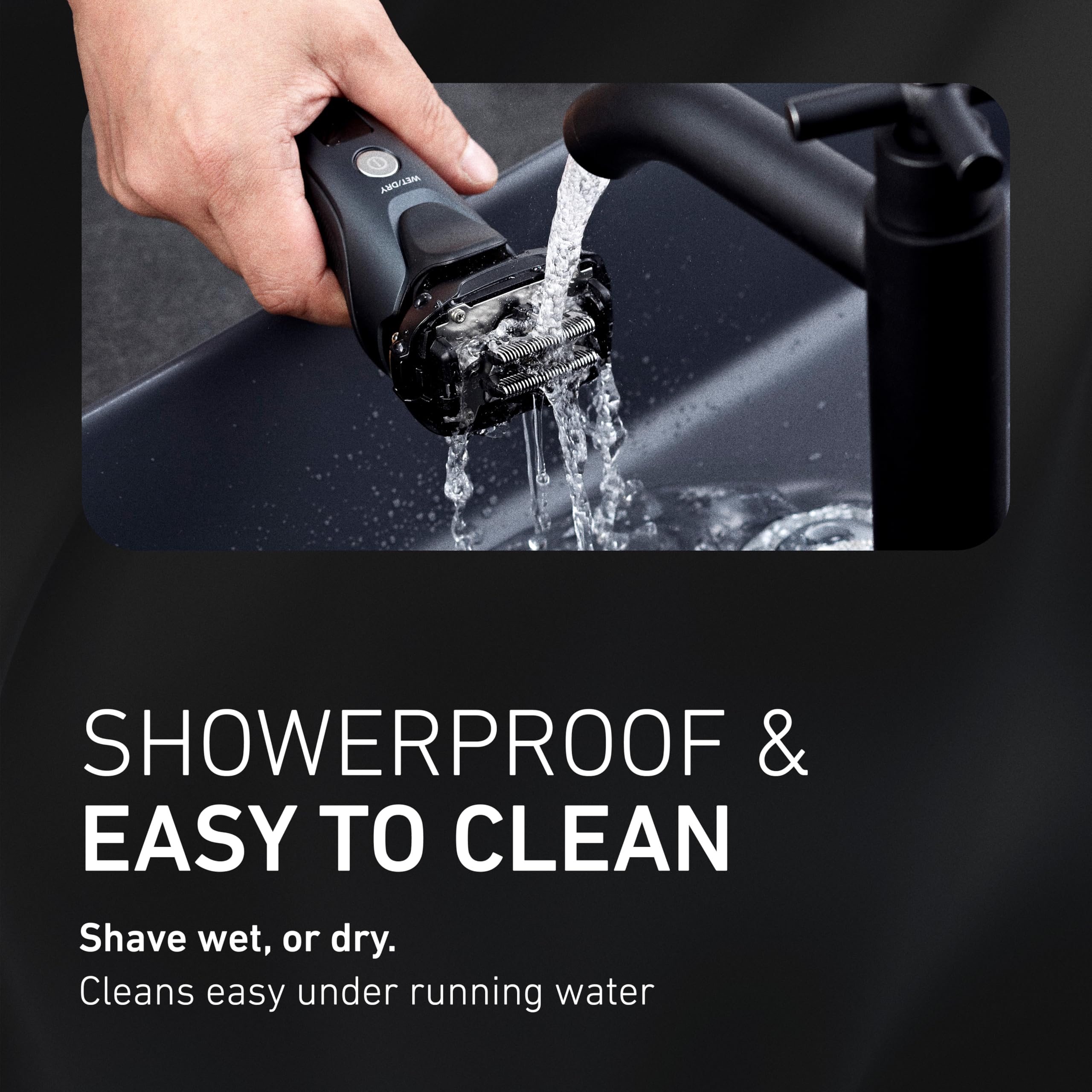 Panasonic Arc5 under running water showing easy cleaning and hygiene