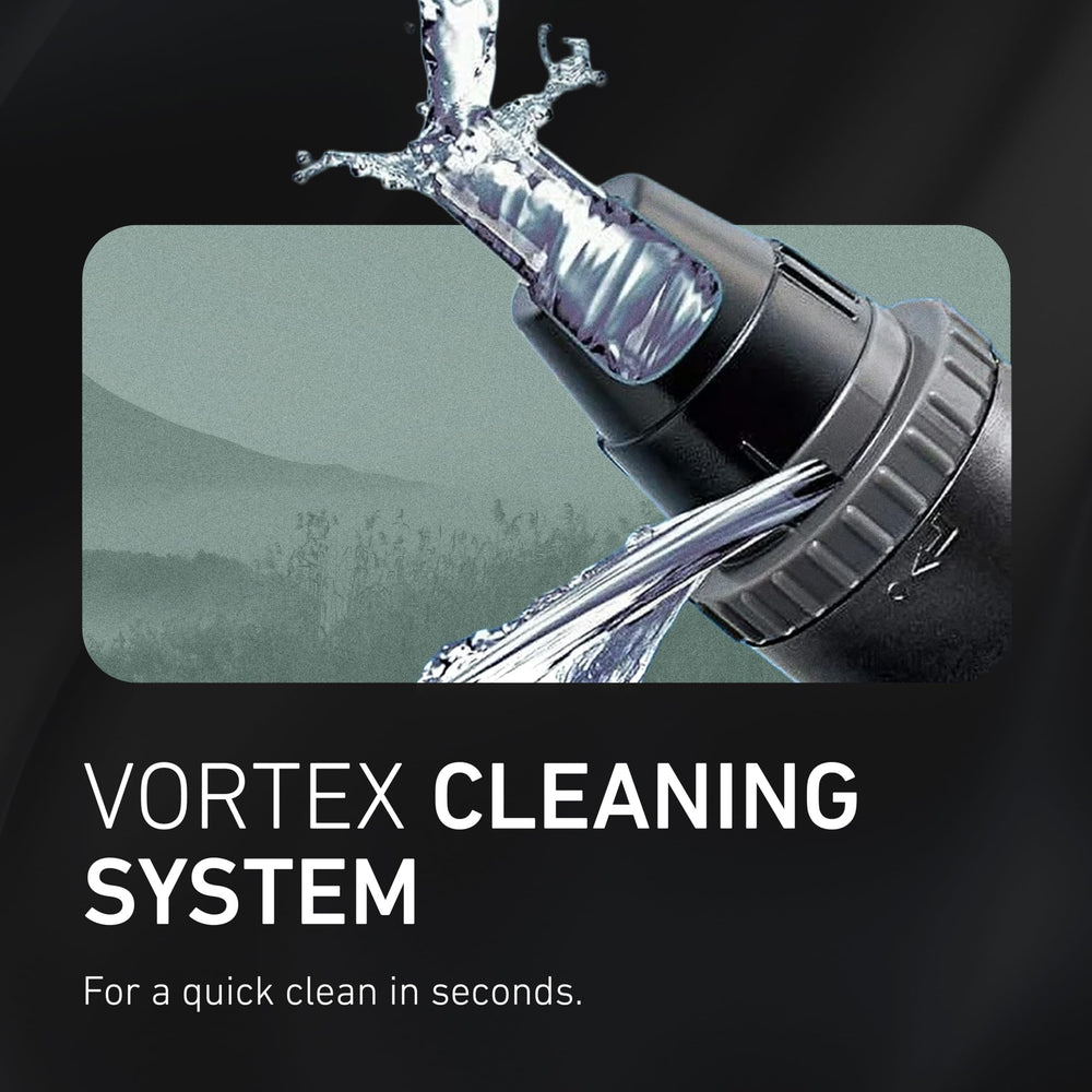 Panasonic cutter head under faucet to show Vortex cleaning effectiveness
